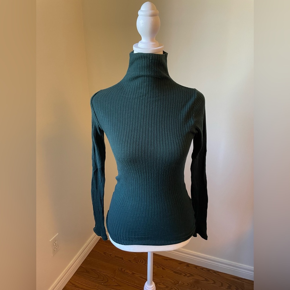 Club Monaco Forest Green Ribbed Turtleneck